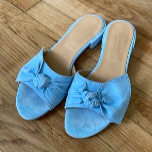 Fabianelli Blue Bow Suede Sandals Size 8